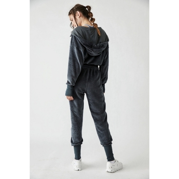 Free People Movement Velour Athleisure Gray Jumpsuit, Size XS Cozy Loungewear - Picture 7 of 14